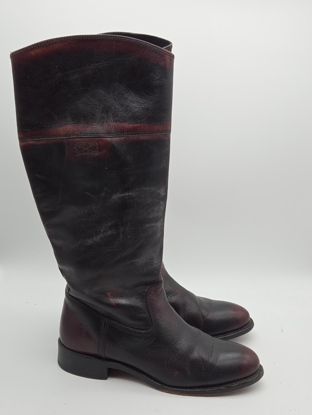 Rare FRYE Tall Burgundy Leather Boots Size 9 - Picture 4 of 10